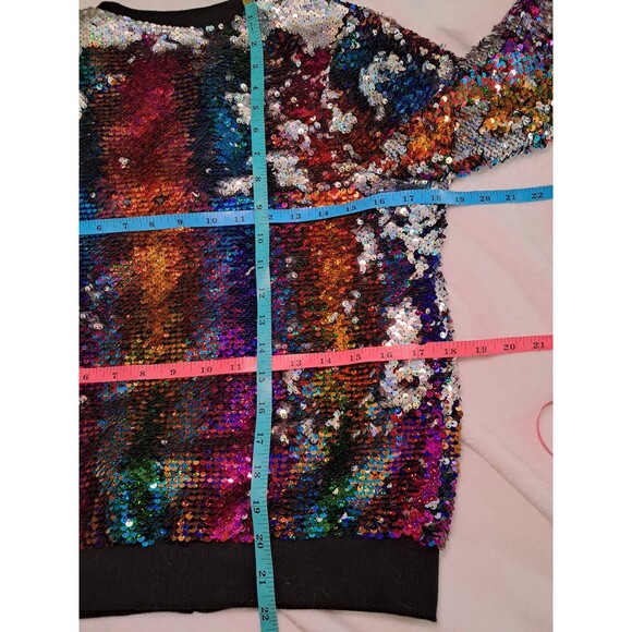Jojo's Closet Two Way Rainbow Sequin Bomber Jacket Jojo Siwa Size XL 14/16 - Picture 9 of 12